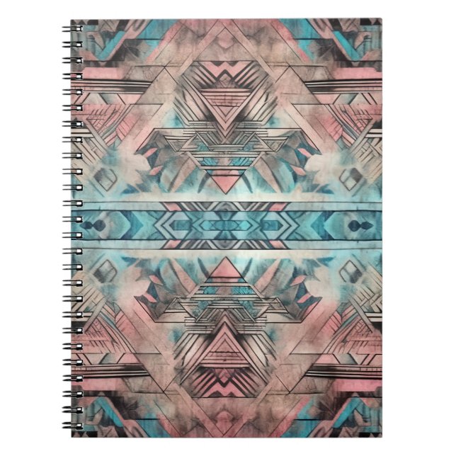 Carnet Aztec Sud-Ouest Pastel Rose Et Bleu (Devant)