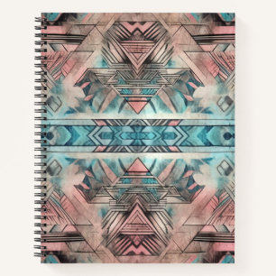 Carnet Aztec Sud-Ouest Pastel Rose Et Bleu