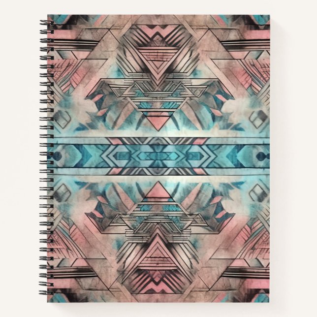 Carnet Aztec Sud-Ouest Pastel Rose Et Bleu (Devant)