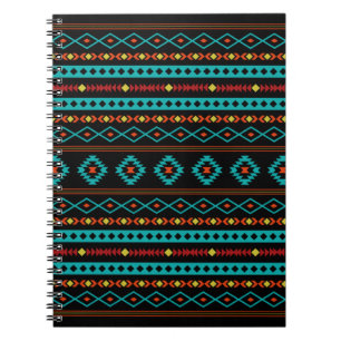Carnet Aztec Turquoise Reds Yellow Black Motifs mixtes Mo