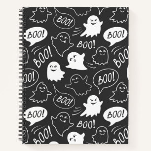 Carnet B&W Cute Doodle Halloween Motif