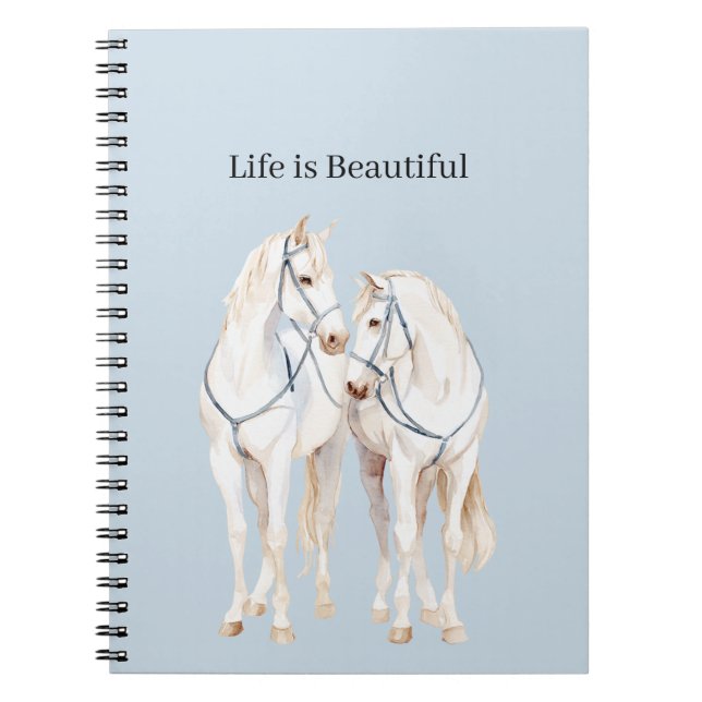 Carnet Baby Blue White Horses (Devant)