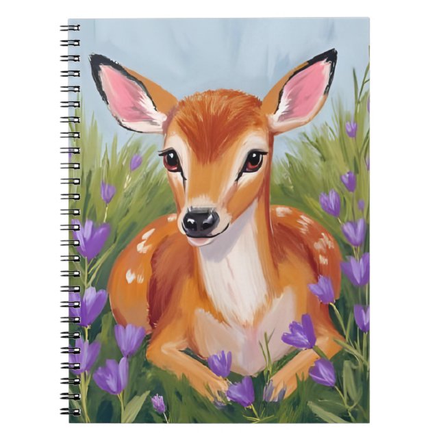 Carnet Baby Deer Fawn Animal Watercolor Painting (Devant)