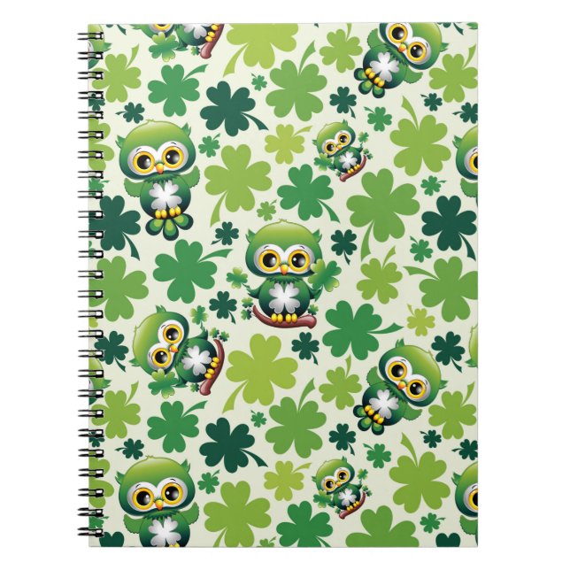 Carnet Baby Owl Cute St Patrick Cartoon (Devant)