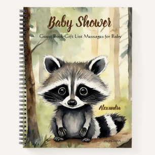 Carnet Baby Raccoon Neutre Baby shower Invité Liste de ca