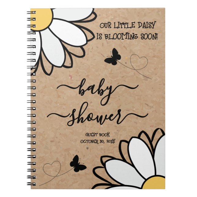 Carnet Baby shower artisanal minimaliste Dainty Daisy (Devant)