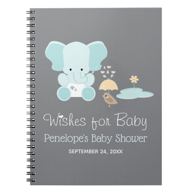 Carnet Baby shower Blue Elephant (Devant)