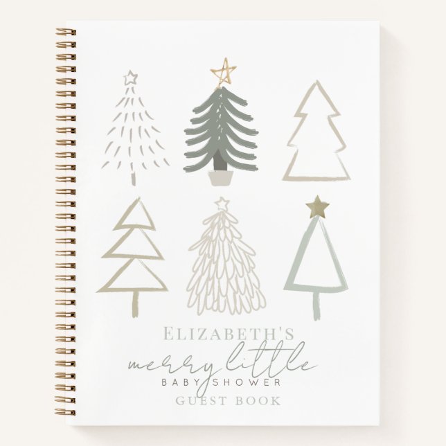 Carnet Baby shower Boho Green Christmas Trees (Devant)