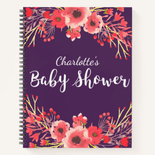 Carnet Baby shower d'aquarelle violet à bijou