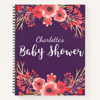 Carnet Baby shower d'aquarelle violet à bijou