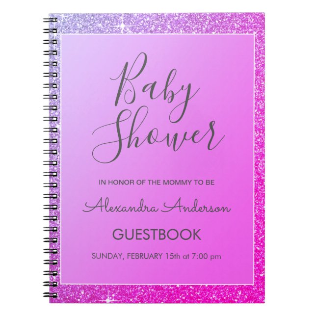 Carnet Baby shower de Parties scintillant rose pourpre (Devant)