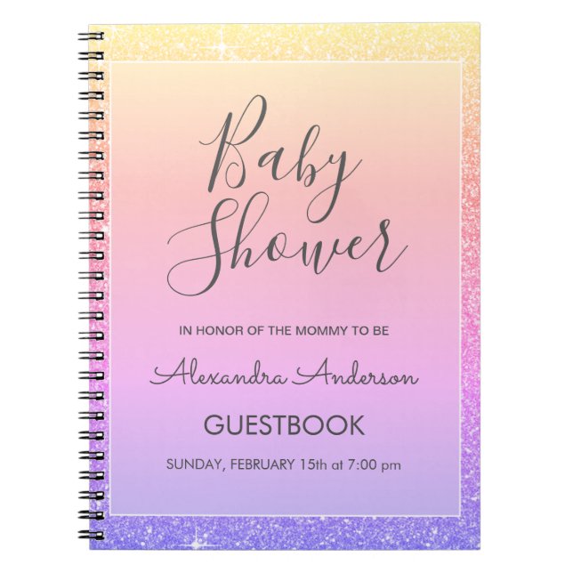 Carnet Baby shower de Parties scintillant rose pourpre (Devant)