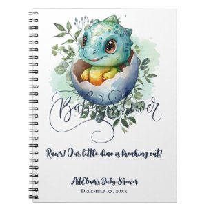 Carnet Baby shower Feuille Dinosaur Oeuf Cute Aquarelle