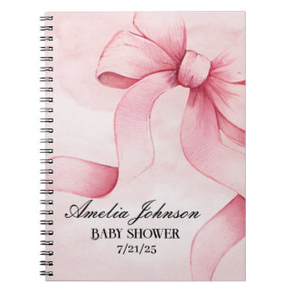 Carnet Baby Shower Fille Ruban Rose Blush Coquette