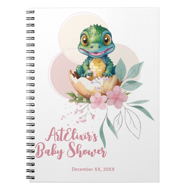 Carnet Baby shower floral d'éclosion d'alligator pour béb (Devant)