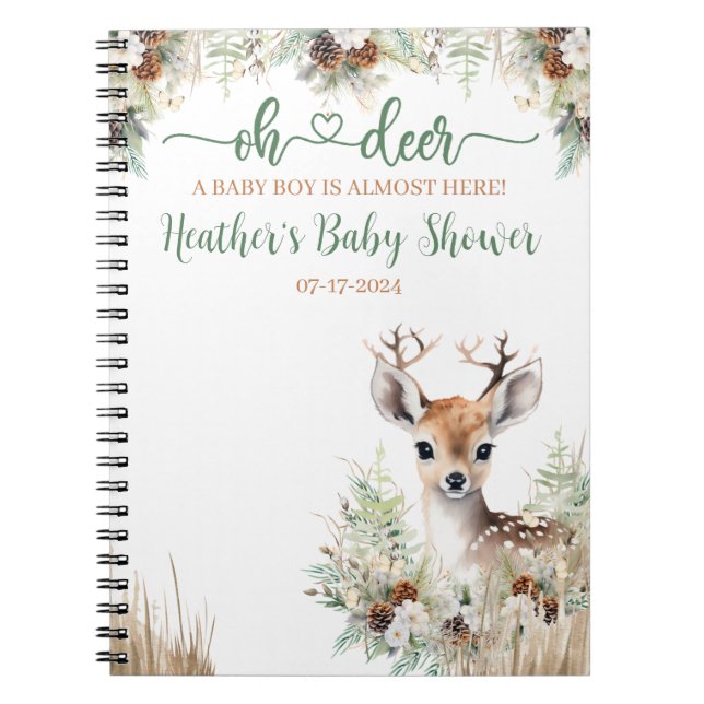 Carnet Baby Shower Garçon Cerf de la Forêt (Devant)