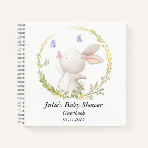 Carnet Baby shower minimaliste de lapin et de papillons
