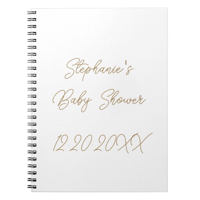 Carnet Baby shower Monogrammes Elegant Gold Script Invité (Devant)