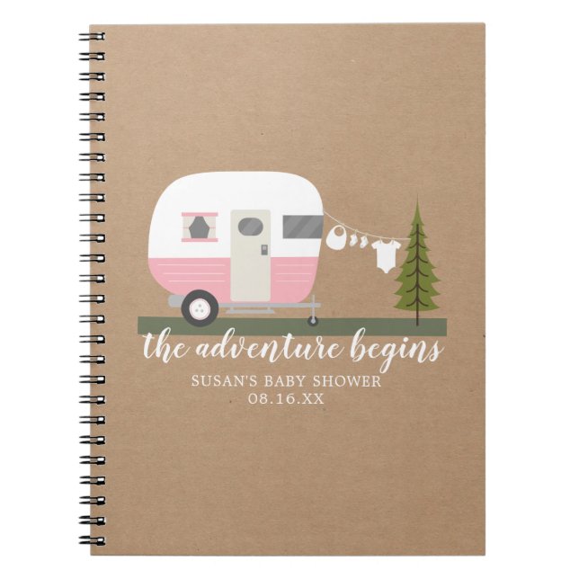Carnet Baby shower pour filles de camping-cars Adventure  (Devant)