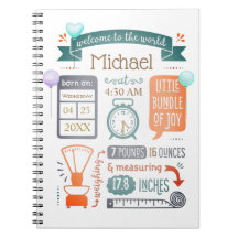 Baby Stats Faire-part de naissance Bleu Turquoise,