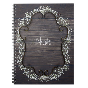 Carnet Babys Breath et Bois Country Western Rustique
