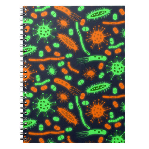 Carnet Bactérie lumineuse Micro-organisme orange vert tox