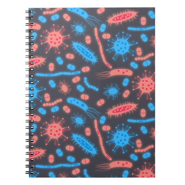 Carnet Bactérie lumineuse Microorganisme rose bleu (Devant)