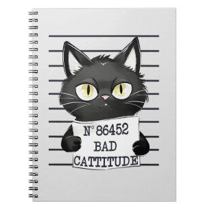 Carnet Bad Cattitude - Mugshot de chat noir