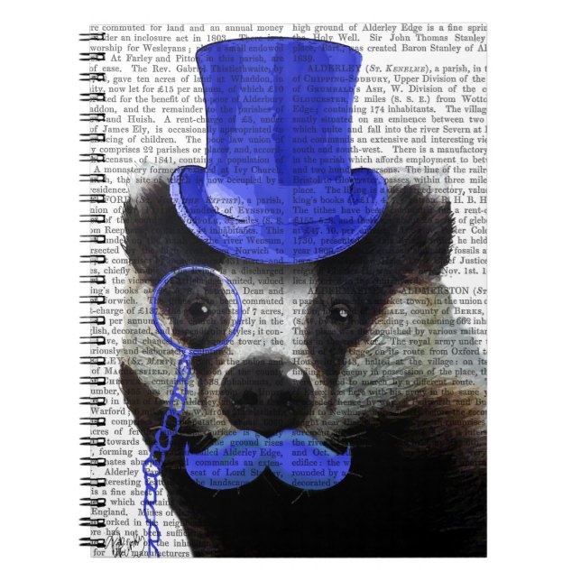 Carnet Badger avec chapeau bleu et moustache (Devant)