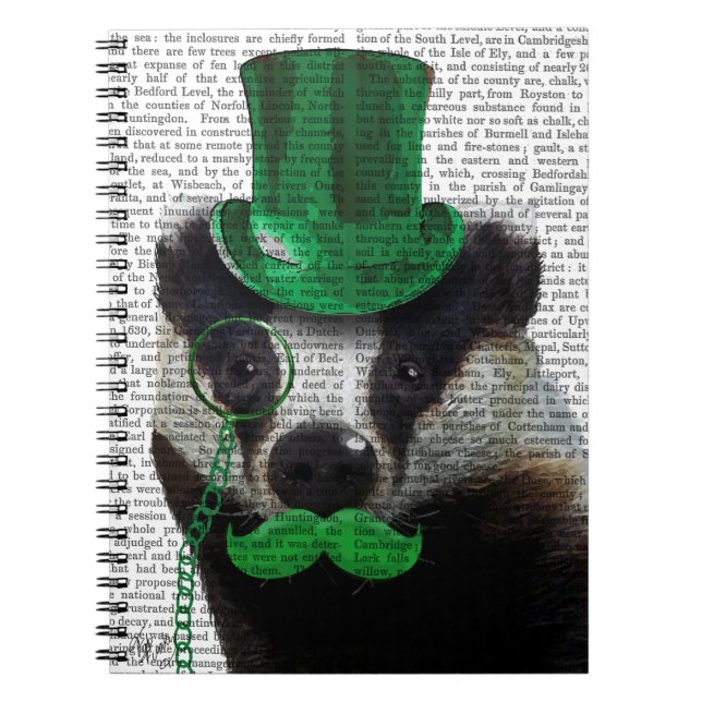Carnet Badger avec chapeau vert et moustache (Devant)
