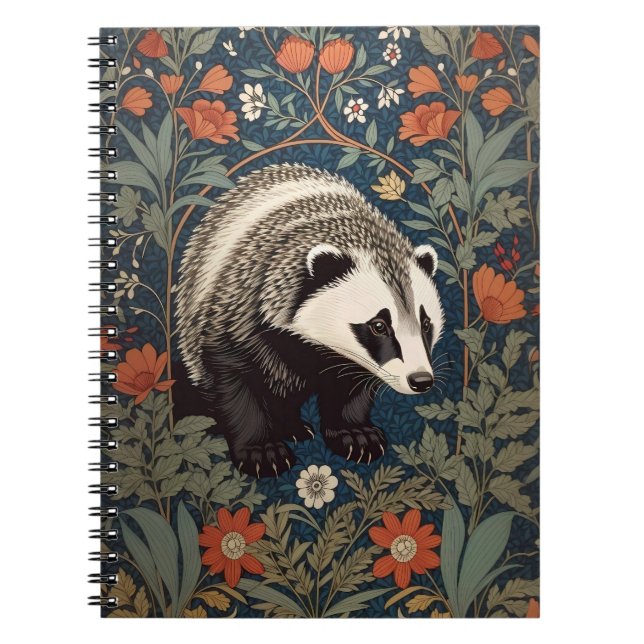 Carnet Badger de Woodland William Morris inspiré (Devant)