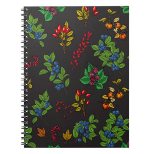 Carnet Baies d'automne sur chocolat brun