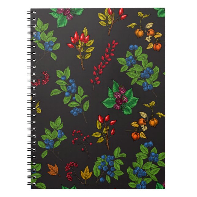 Carnet Baies d'automne sur chocolat brun (Devant)