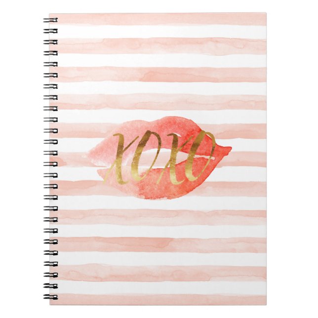 Carnet Baiser d'aquarelle Blush Pink Gold XOXO (Devant)
