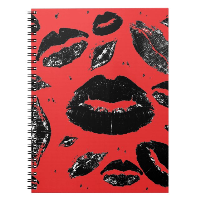 Carnet Baisers partout (noir et rouge) (Devant)