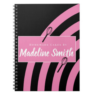 Carnet Bakery Stripes Whisk Homemade Cake Pink Black