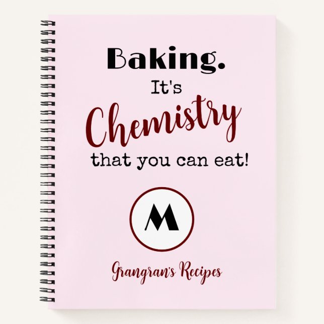 Carnet Baking C'est de la chimie Monogramme Recettes (Devant)