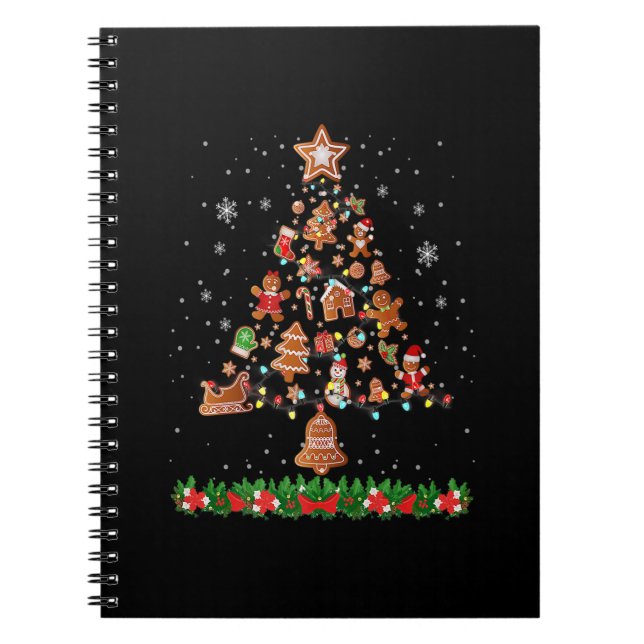 Carnet Baking Gingerbread Cookie Christmas Tree Lights Fu (Devant)