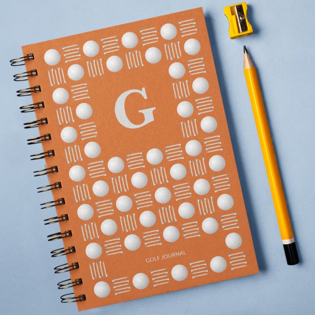 Carnet Bal de golf branché et Tee Monogram Orange (Créateur téléchargé)