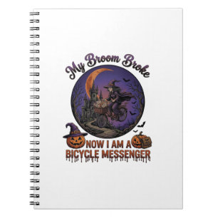Carnet Balai Cassa Messager à Vélo Sorcière Halloween Lun