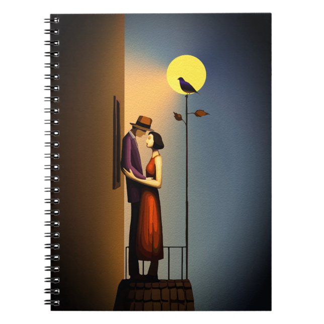 Carnet Balcon Lune Romantique - Vintage Noir Love (Devant)