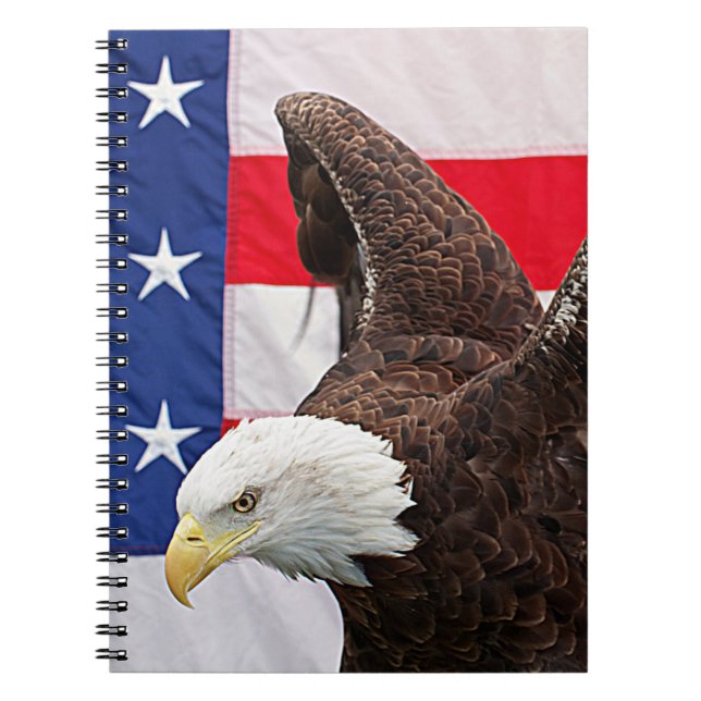 Carnet Bald Eagle avec le drapeau américain (Devant)