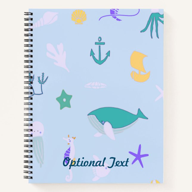 Carnet Baleine, Ancres, coraux et Motif d'algues (Devant)