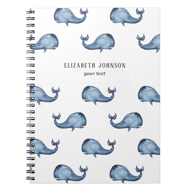 Carnet Baleine bleue. Animal marin. Motif nautique (Devant)