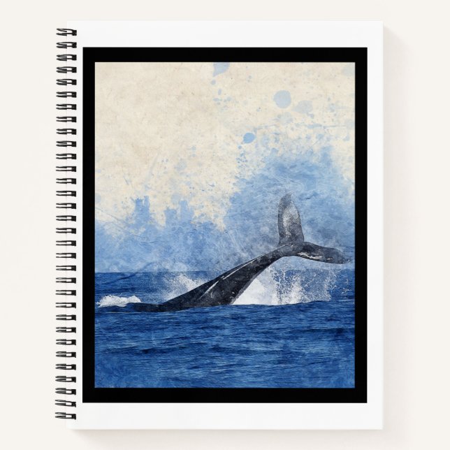 Carnet Baleine bleue faisant des éclaboussures dans l'océ (Devant)