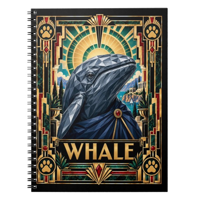 Carnet Baleine, faune Art déco (Devant)