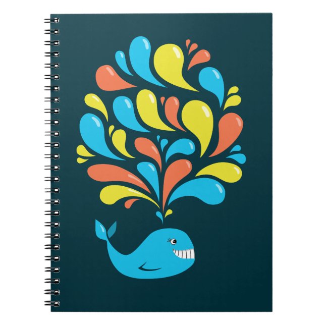 Carnet Baleine heureuse de bande dessinée d'éclaboussure (Devant)