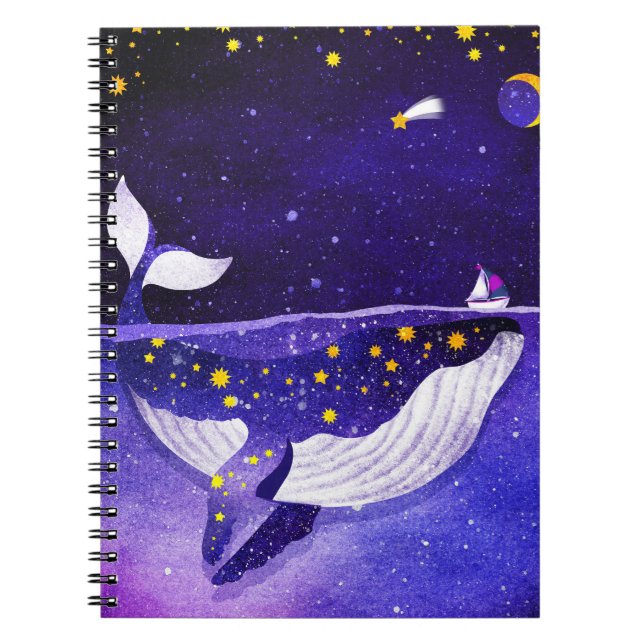 Carnet Baleine magique : Nuit Océanique Noire (Devant)