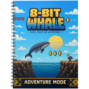 Carnet Baleine, Rétro Pixel Art 8-Bit