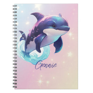 Carnet Baleine tueuse Kawaii Orca Personnalisée Bleu & Ro